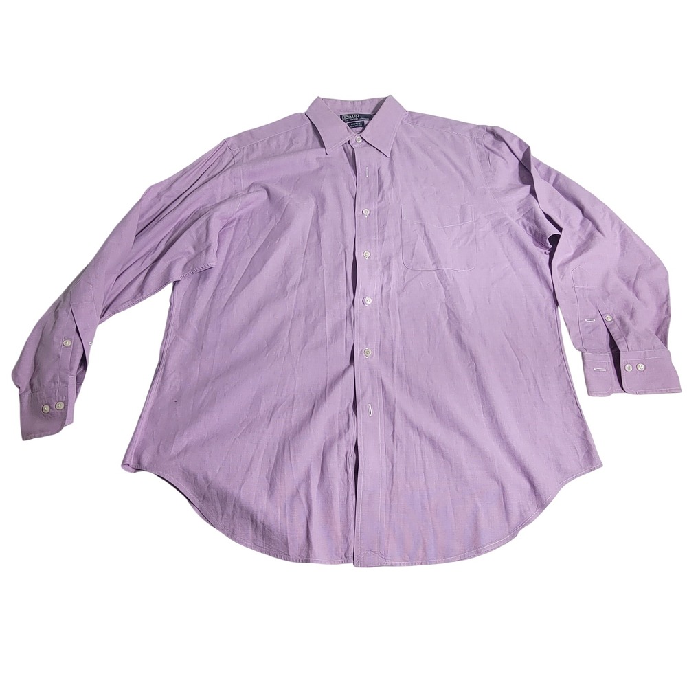 Polo Ralph Lauren Andrew Purple Cotton Micro Check Button Down Shirt 16.5 32/33